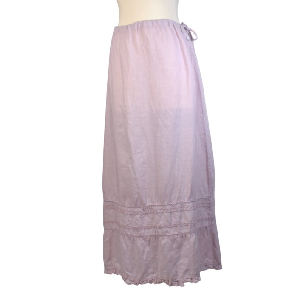 Vintage Maxi Skirt Johnny Was Dusty Lilac Drawcord Cottage Prairie S